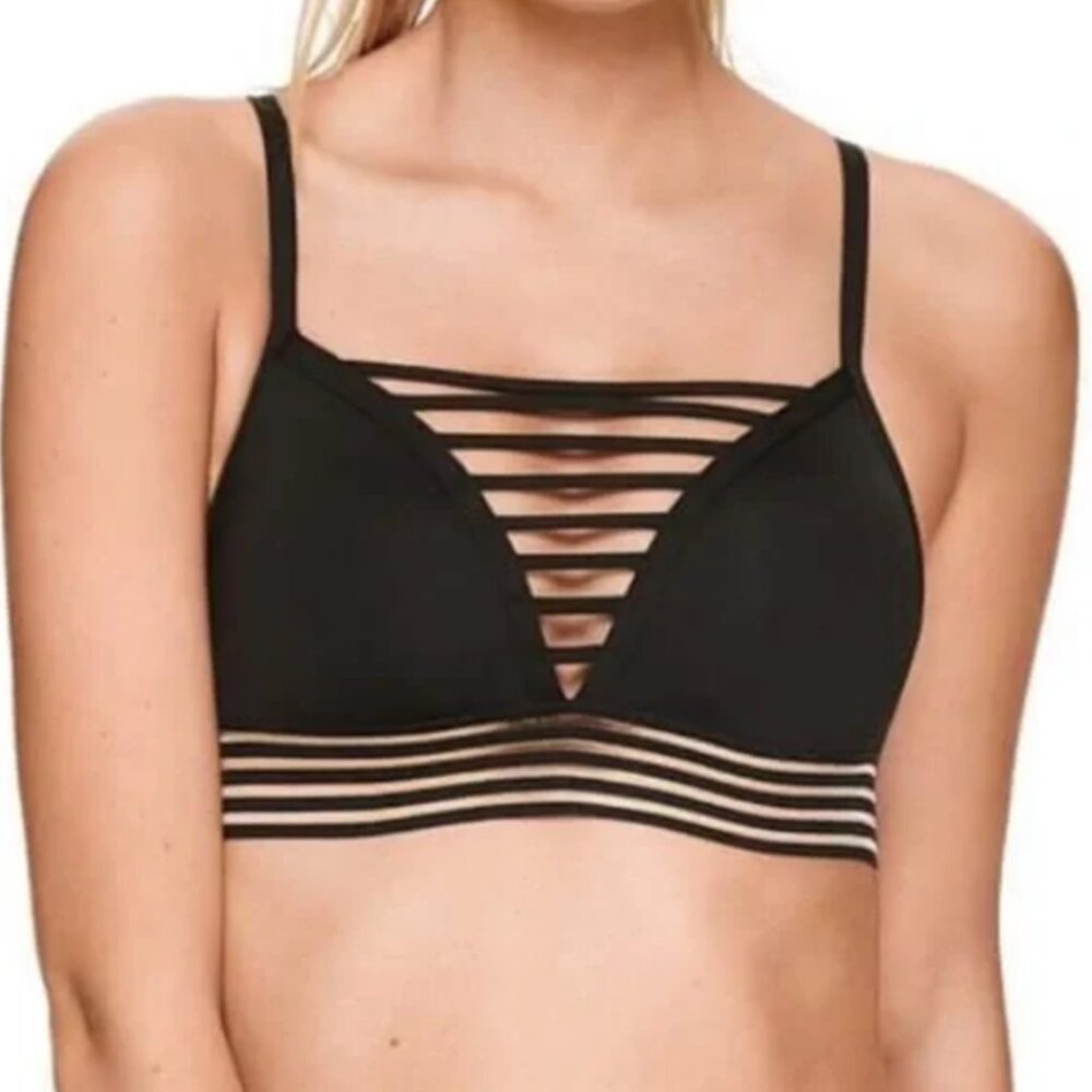 VS Pink Ultimate Ladder Front Sports‎ Bra Black Bralette Racerback Size Small